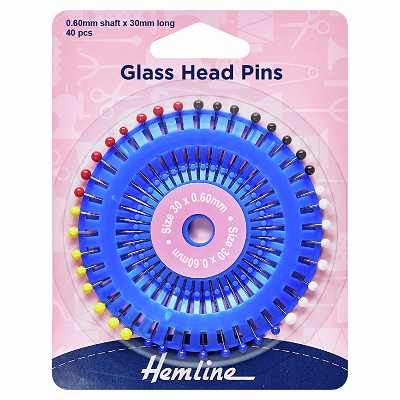 H667 Glass Head Pins: Nickel - 30mm, 40pcs 